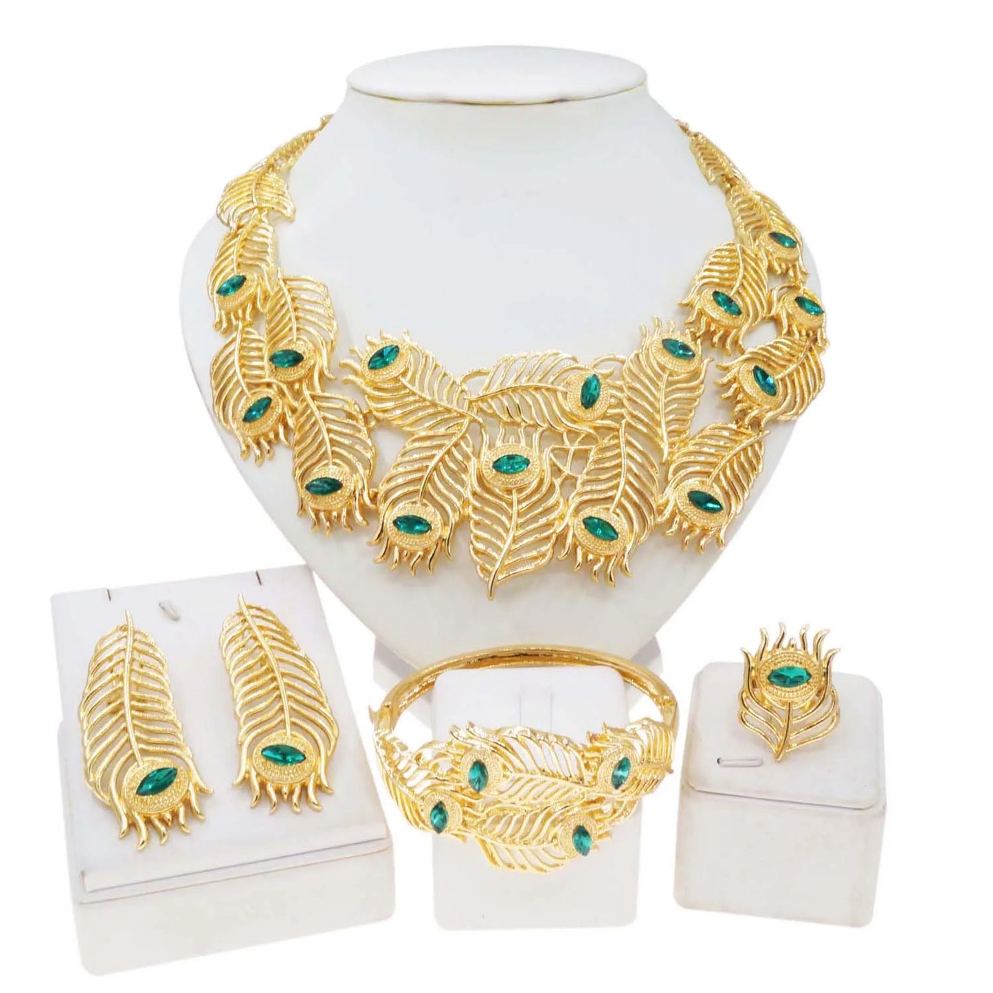 Zhuerrui Italian Gold Luxury Wedding Jewelry Sets Nigerian Bridal Woman Necklace Bracelet Earrings Ring 4pc Jewellery Set H00719