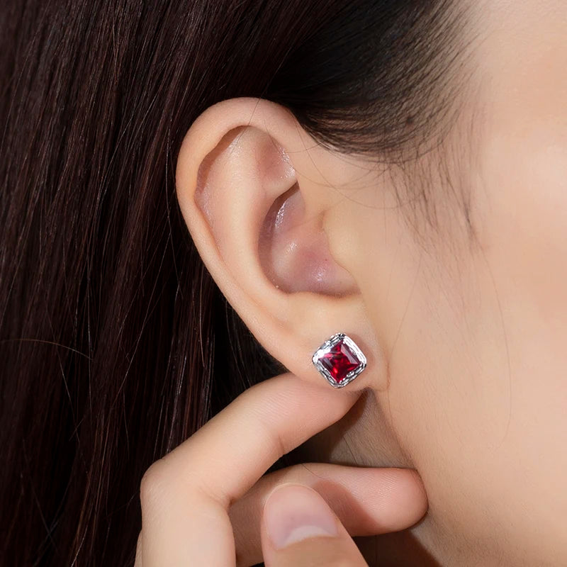 Lab Grown Diamond  Solitaire Diamond Engagement Earrings Ruby Lab Grown Diamond  Earrings