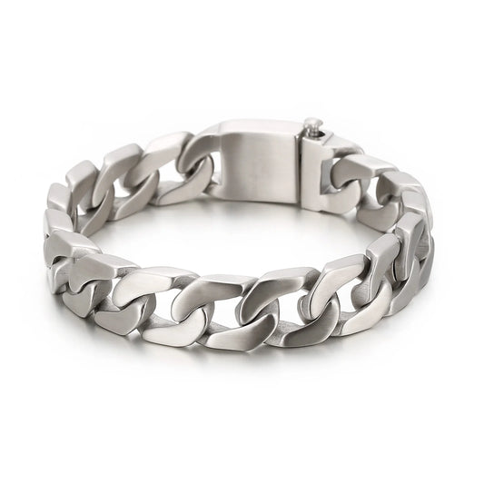 KALEN 22cm Retro Stainless Steel Cuban Chain Bracelet for Men