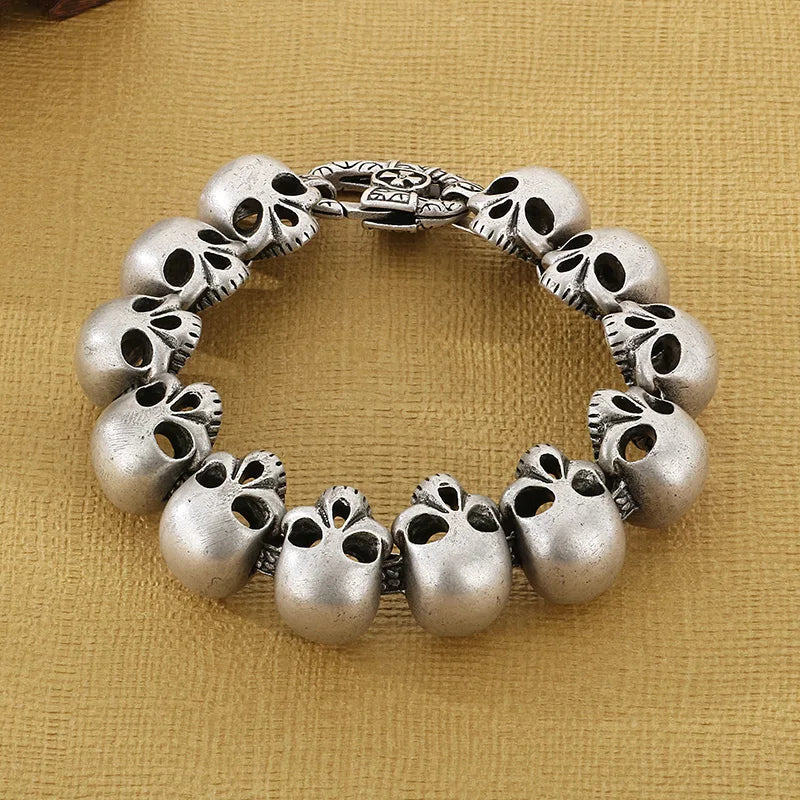 KALEN Hot-selling Jewelry Silver/black/Gold Fashion Bracelets Stainless Steel Punk Skull Links Bracelet for Men
