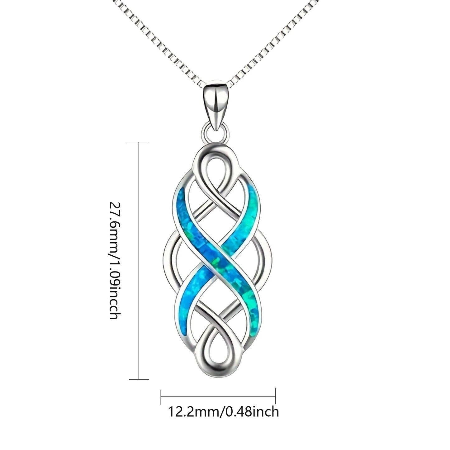 Opal Simple Necklace for Women Fashionable Style Blue Three Treasures Pendant Opal Necklace