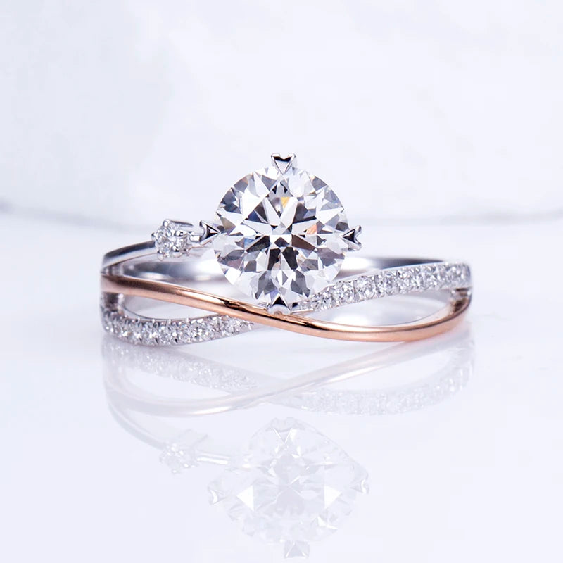 Gemfiori MSR-1513 18K White Gold 1.5ct D VS1 Round Cut Lab Diamond IGI Certification Luxury Engagement Ring Lab Grown Diamond Ring