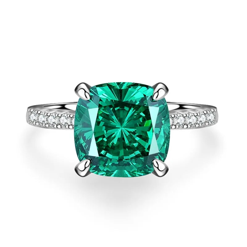 Wholesale 925 Sterling Silver Emerald 5A 8A Zirconia Ring Women Engagement Wedding Rings Custom Jewelry Manufacturing Supplies
