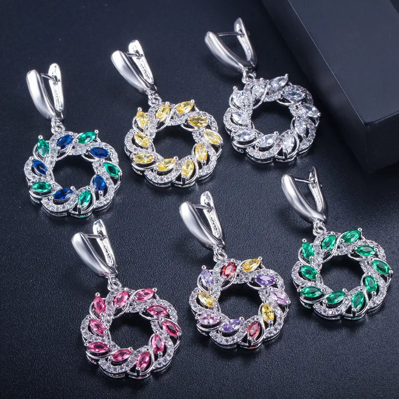 Gemfiori 2022 New Trendy Bridal 925 Silver Drop Earrings Zirconia Dangle Jewelry for Women's Wedding Giftable and Stylish