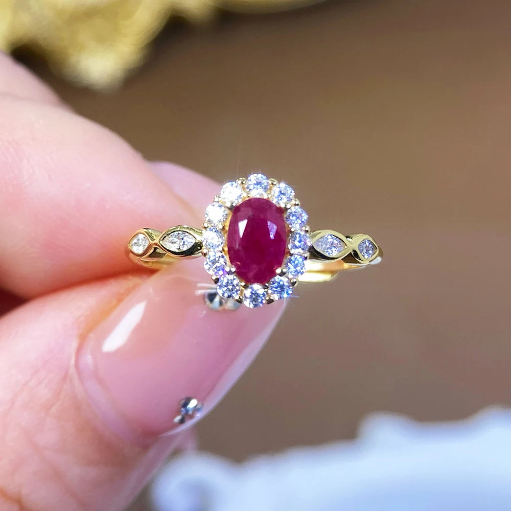 Gioiellieri 925 Sterling Silver Rhodium Plated Gemstone Ring Natural Ruby Prong Set Certified Engagement Anniversary Gift Parties Everyday