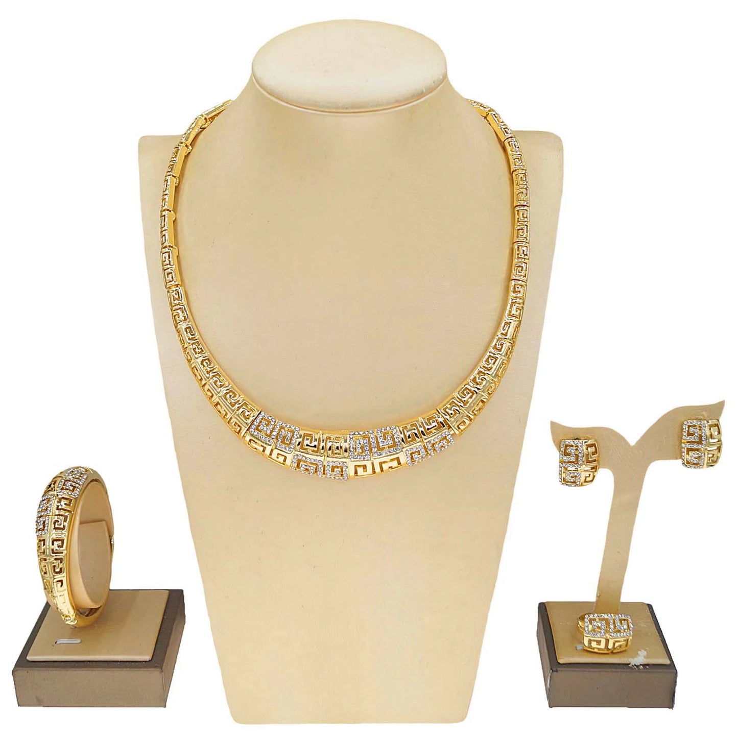 Zhuerrui Four Sets of Luxury Diamond Set Jewelry New Heavy Industry High-End Jewelry Atmospheric Ladies Party MatchHA240505