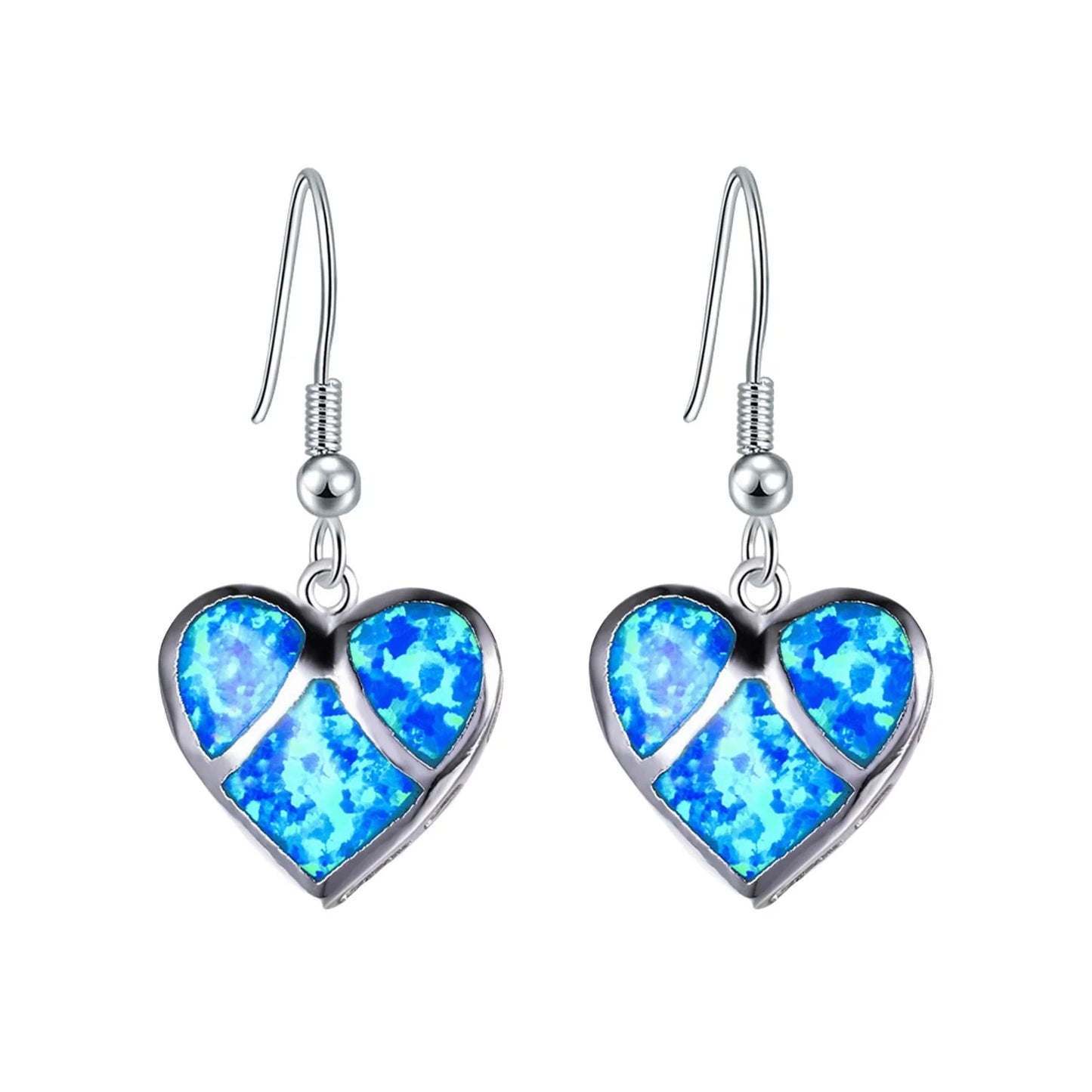 Aobao TikTok Viral Opal Heart Earrings | Purple Crystal Accent Silver Plated Women's Engagement Jewelry-Trendy Bulk