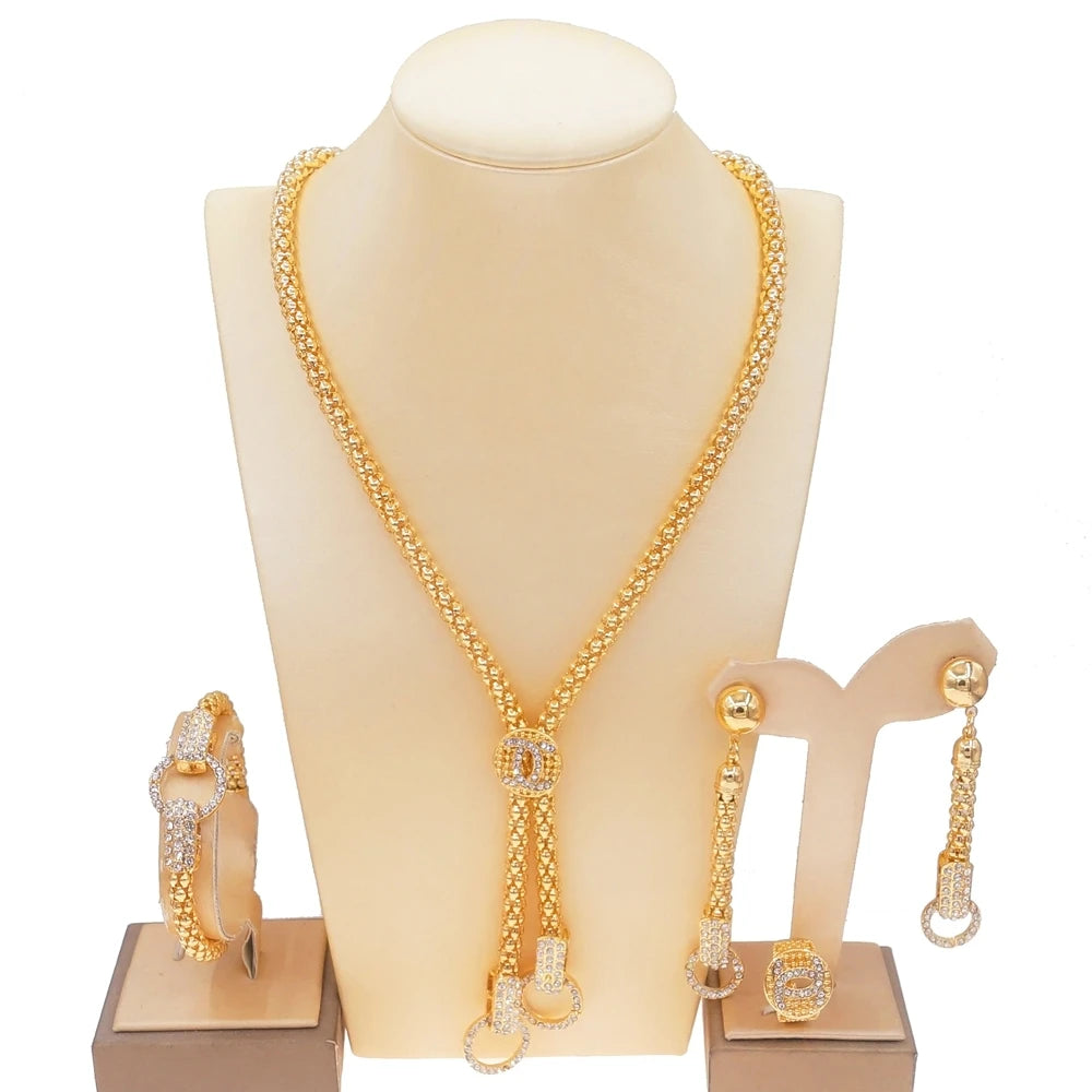 Zhuerrui Italy Brazil Gold Jewelry Set Fashion Vintage 24K High Quality Jewelry Sets Designer Wedding Party Jewelry HN21031614