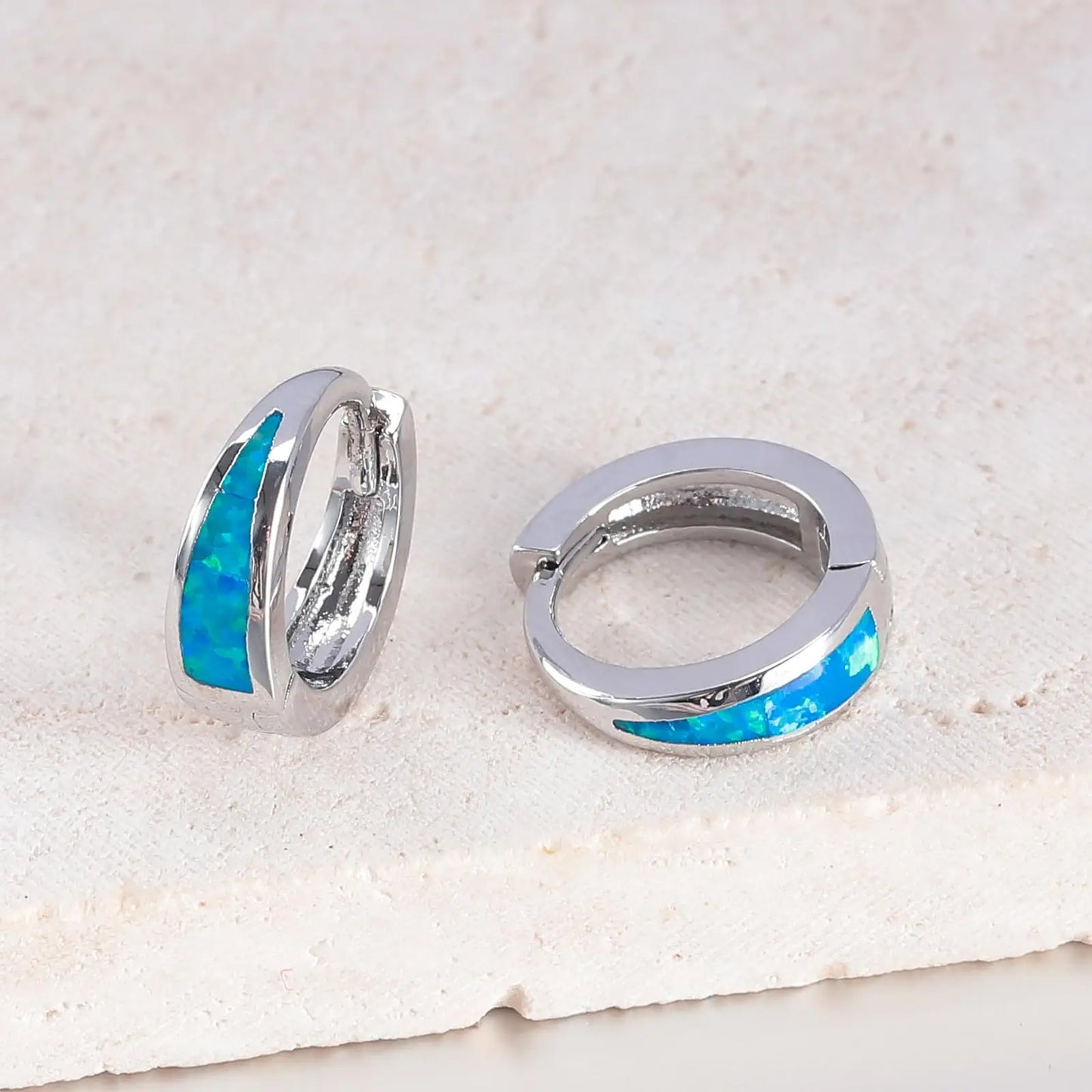 Jewelry for Women Bohemian Plant Floral Cluster Silver Plated Opal Circle circle Stud Earrings