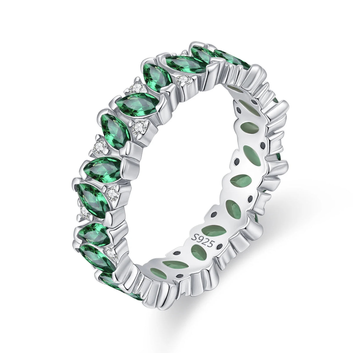 Elegant Women 925 Sterling Silver Emerald 5A 8A Cubic Zirconia Ring Promise Wedding Rings Custom Jewelry Manufacturing OEM/ODM