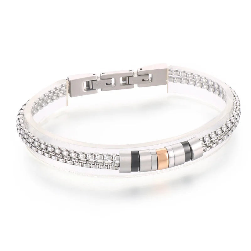 KALEN Unisex Casual Stainless Steel Box Chain Bracelets With Minimalist Square/Round Charms