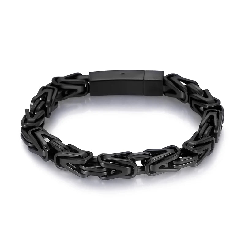 VIKING Byzantine Links Bracelet – 316L Stainless Steel Unisex 8mm Silver Gold Black Blue Rainbow