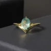 Gemfiori Price 925 Sterling Silver Gold Plated Colorful Gemstone Oval Cut 6x8mm Drop-Shaped Dainty Gemstone Tear Drop Ring