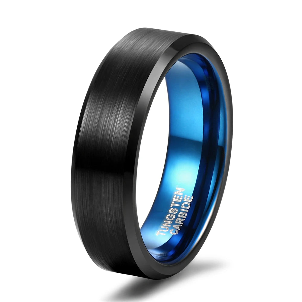 REBEL Blue-Plated Brushed Tungsten Carbide Ring
