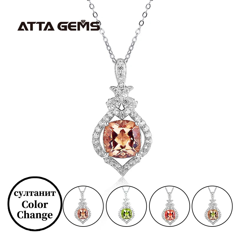 Sultanize Earrings Pendant Diaspore Gemstone for Women Girls Solid 925 Sterling Silver Zultanite Jewelry Sets Wedding Engagement