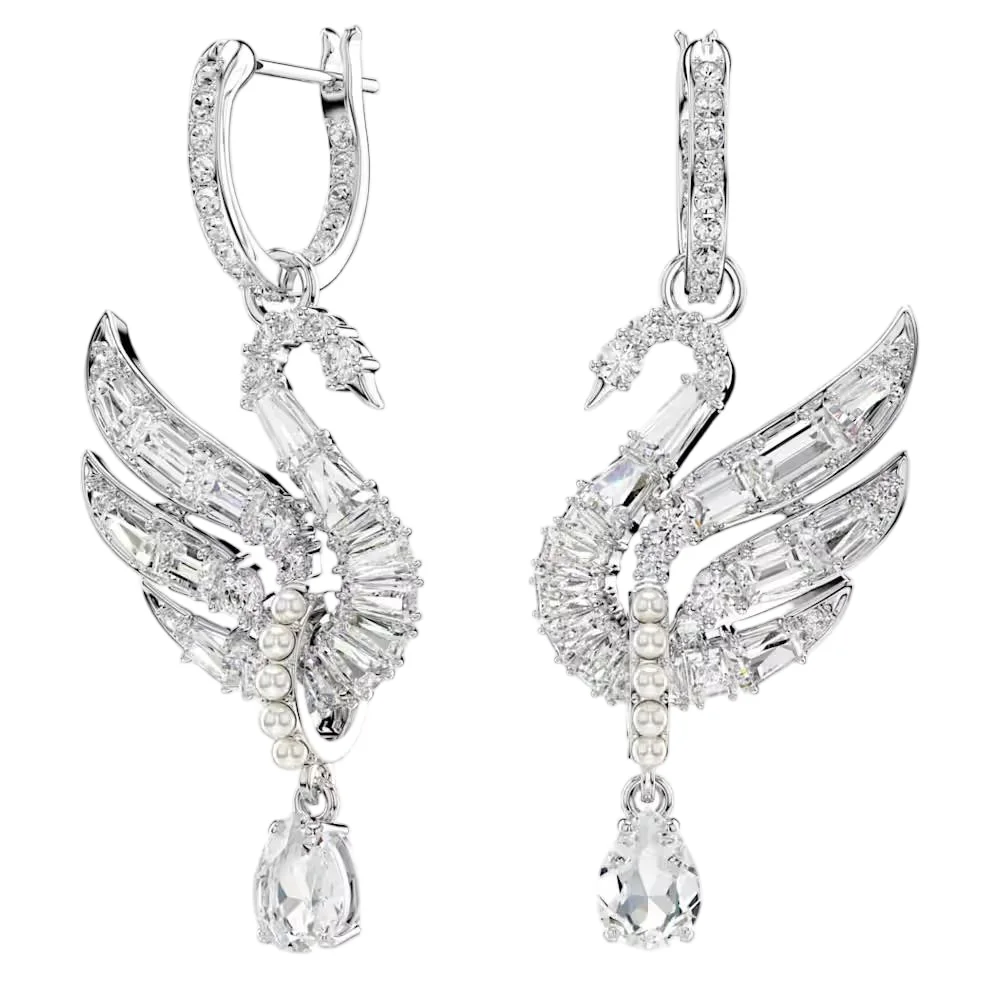 S&S Fashion Women Jewelry Earrings Collection, Twist Crystal Stud, Black Swan Dangle Earrings for Daily Occasions