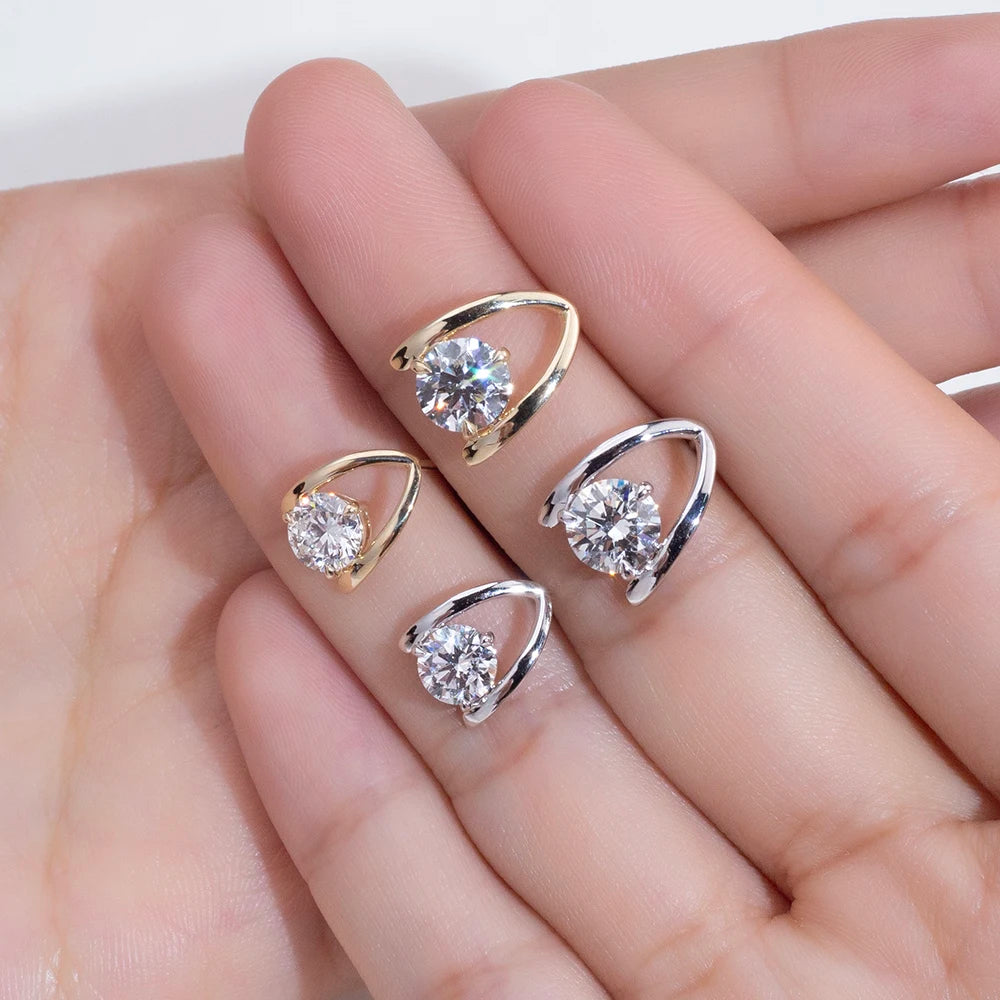 Gemfiori MSE-876 9K Gold With 5.5mm 6.5mm Loose Lab Grown Diamond Solitaire Earring Push Back Earrings Hop Sale Gold Jewelry