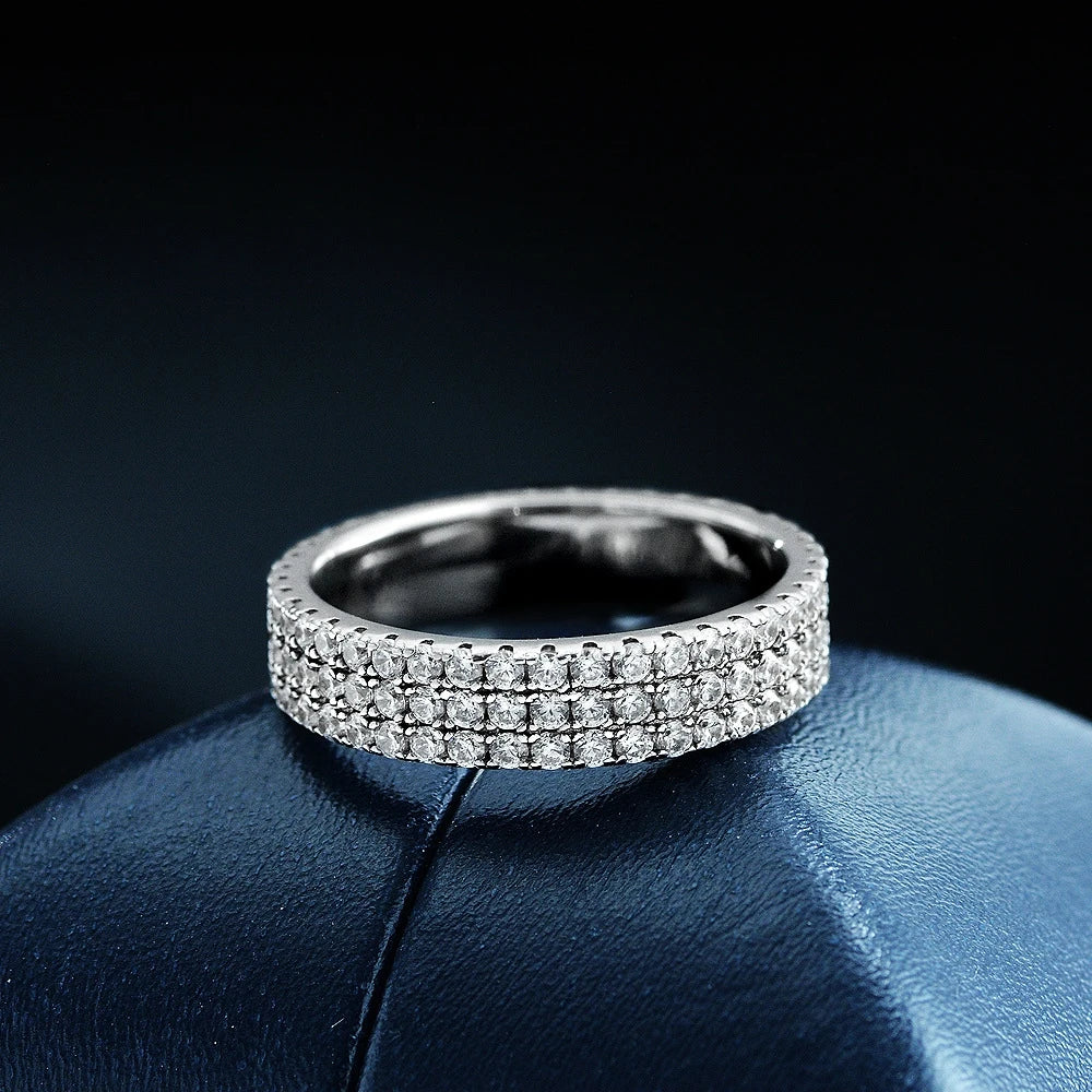 MuShan Jewelry New 2026 1.5mm Neutral Wedding Ring S925 Sterling Silver Platinum Plated High Carbon Diamond Luxury Pave Party
