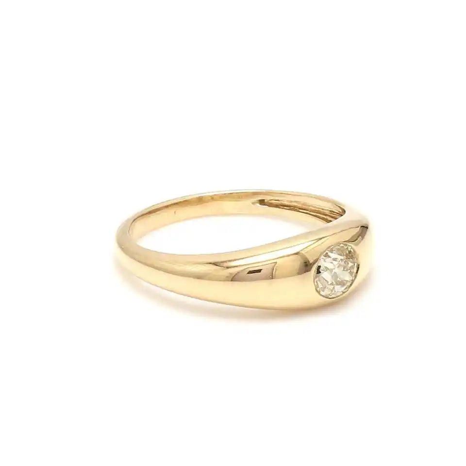 Minimalist Jewelry Women's Fashionable Trendy 14k Gold Luxury Paved Diamond Hand Crafted Dome Chunky Rings Rhodium Plated 0.4ct