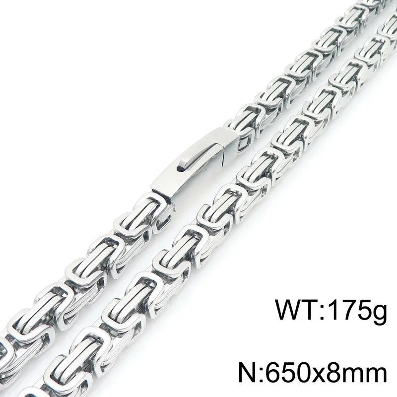 REBEL European American Unique Punk Trendy Vacuum Plated Stainless Steel Imperial Chain Magnetic Buckle Men's Bracelet Set