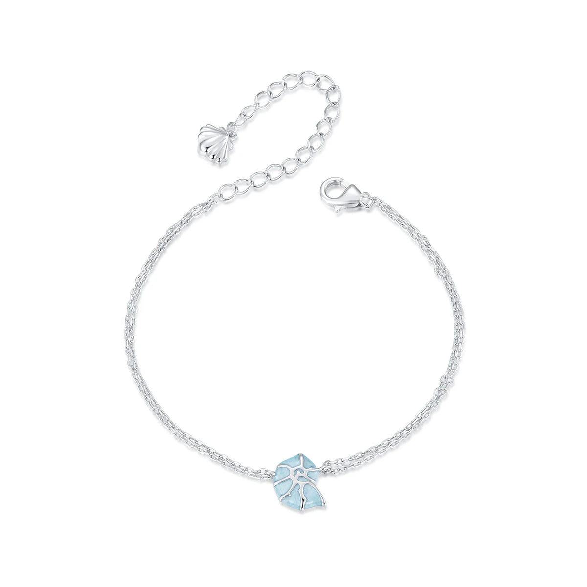 Qings Fashion Sterling Silver Jewelry Sets Fine Jewelry Marine Blue Ocean Conch Shell Turtle Bracelet Necklace Ring Earrings Set