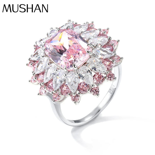 MuShan Jewelry Factory S925 Sterling Silver Ring Light Luxury and High End Electroplated European and American Accessory