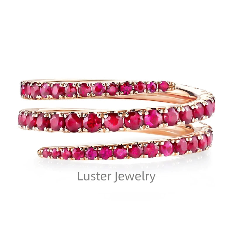 Gemfiori Luster Jewellery Pegion Blood Red Color 10/14/18k Moissanite Twist Solid Gold Ruby Ring