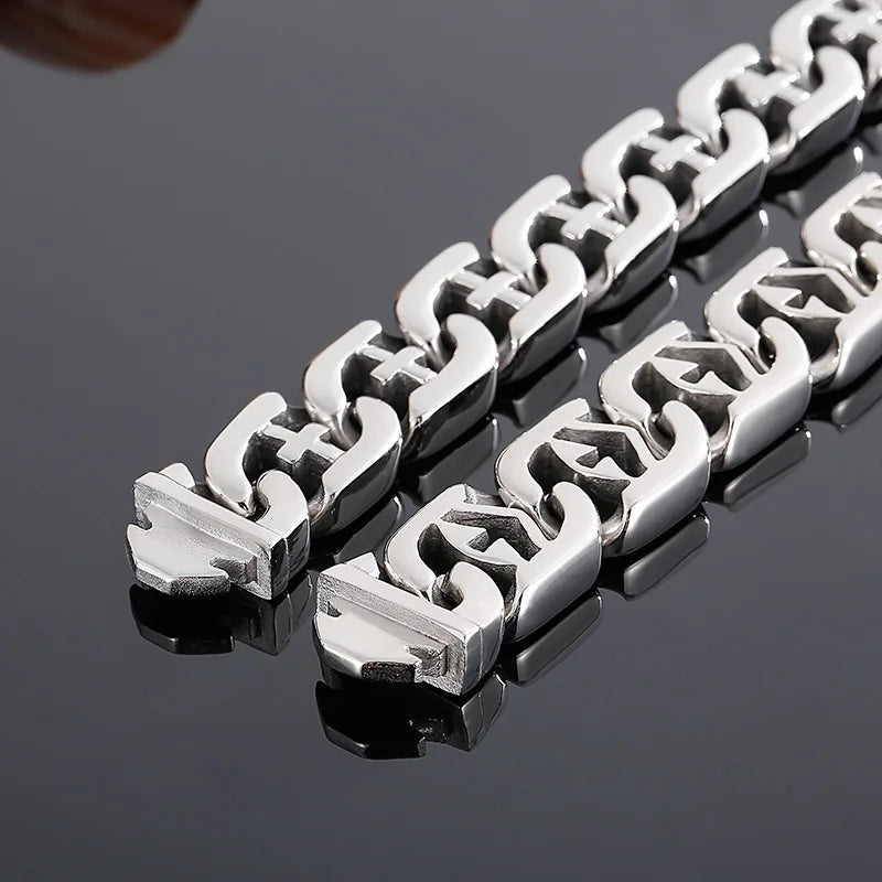 KALEN Vintage Men Stainless Steel Fashion Jewelry Bracelets Christian Cuban Link Chain Bracelet