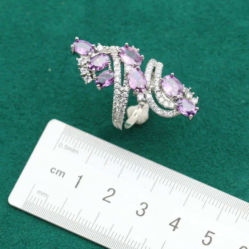 XOTICA Women's Custom Silver Crystal Ring Classic Wedding and Party Jewelry Purple for Engagement and Other Occasions- Rings