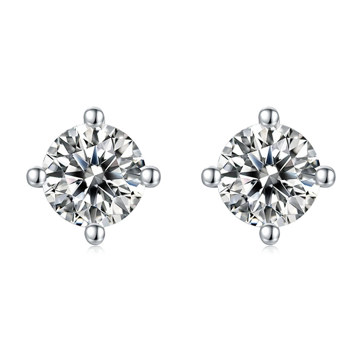 925 Sterling Silver Stud Earrings Round Moissanite Diamond Pendant Necklace Jewelry Set