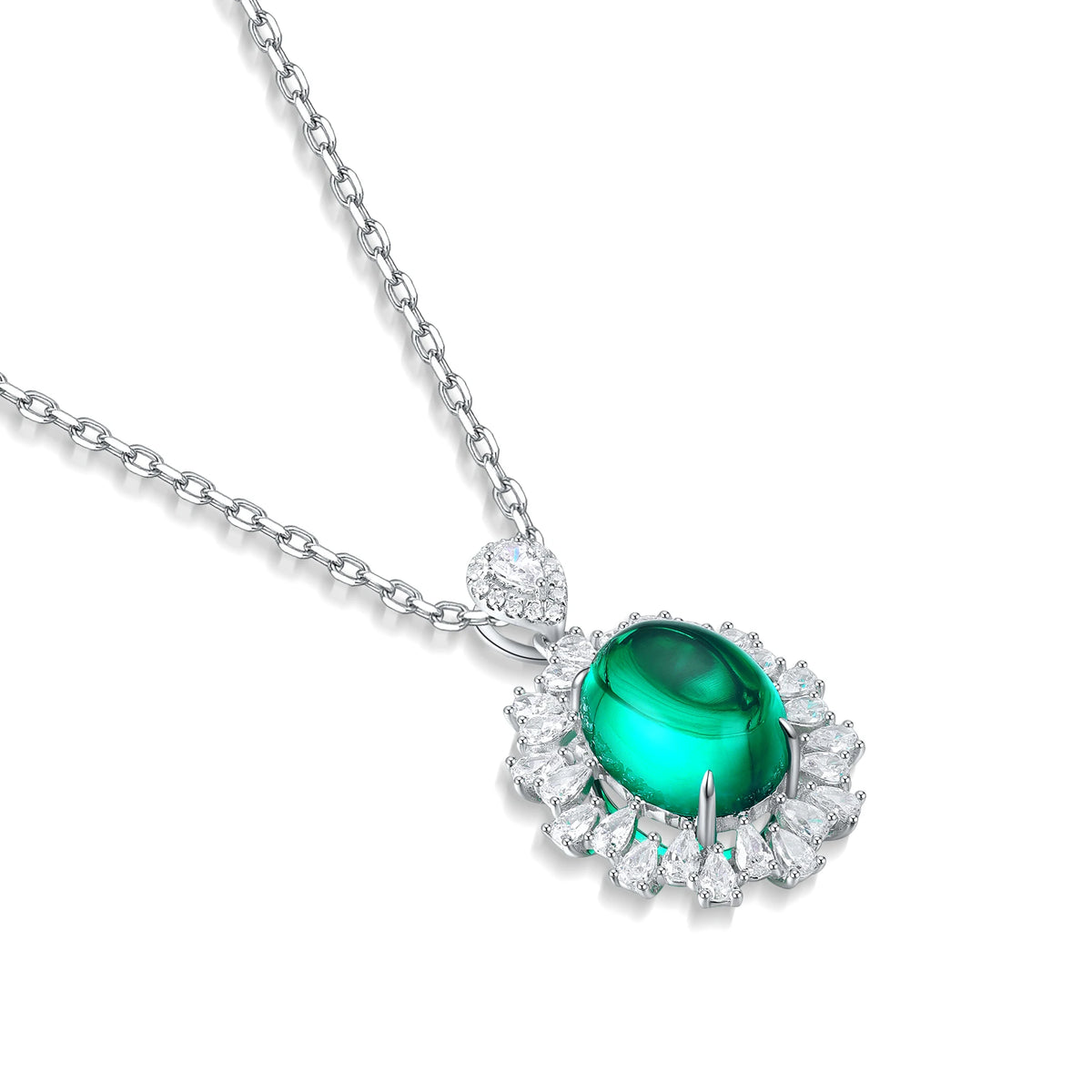 Gemfiori Anster 925 Sterling Silver High-quality Cultivated Emerald Necklace - Suitable for Parties or As a Gift