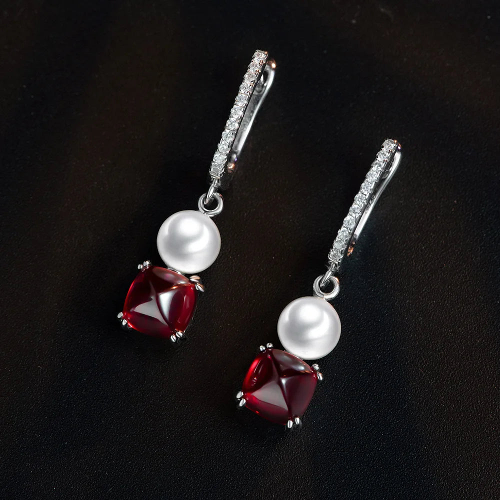 SILVERELLI 925 Silver 1.7ct Lab Grown Sapphire, Ruby & Emerald Drop Earrings | 18K Gold Plated | Luxury