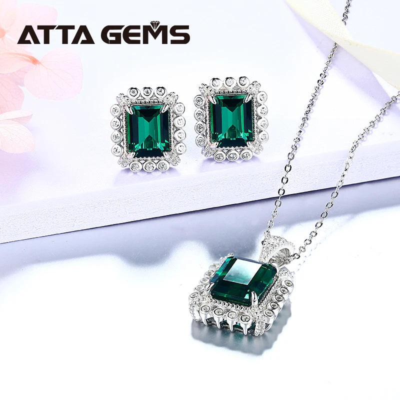 Emerald Jewelry Sets Emerald Rings Earrings Pendant Women Girl Solid 925 Sterling Silver Emerald Gemstones Wedding Engagement