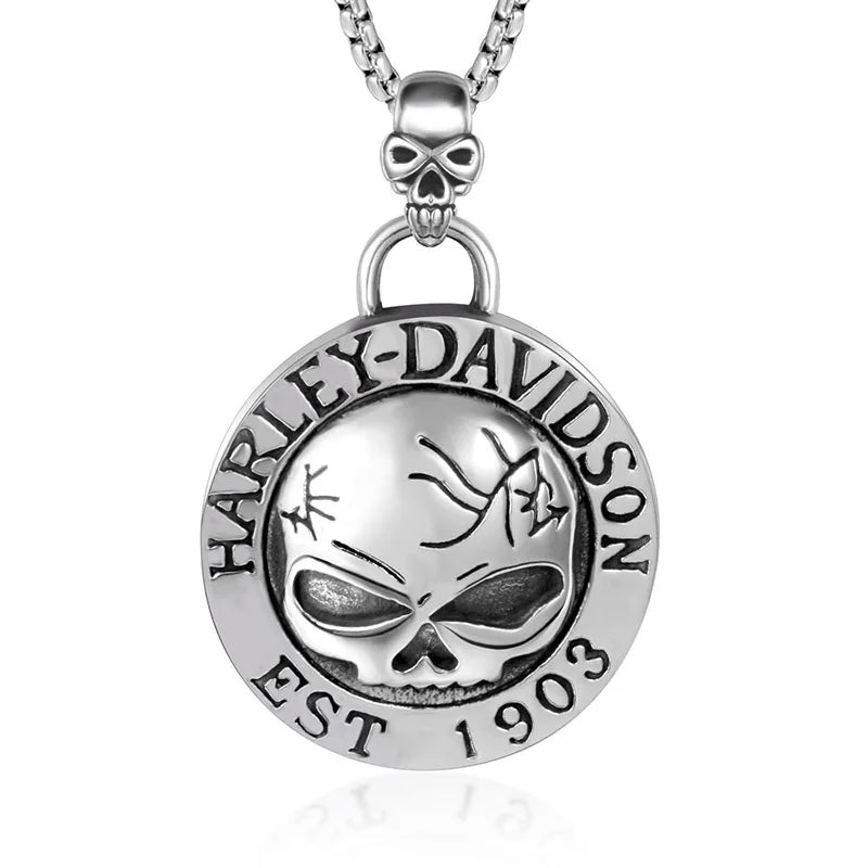 Viking Skull Pendant Necklace – Stainless Steel | Men's Gothic Chain