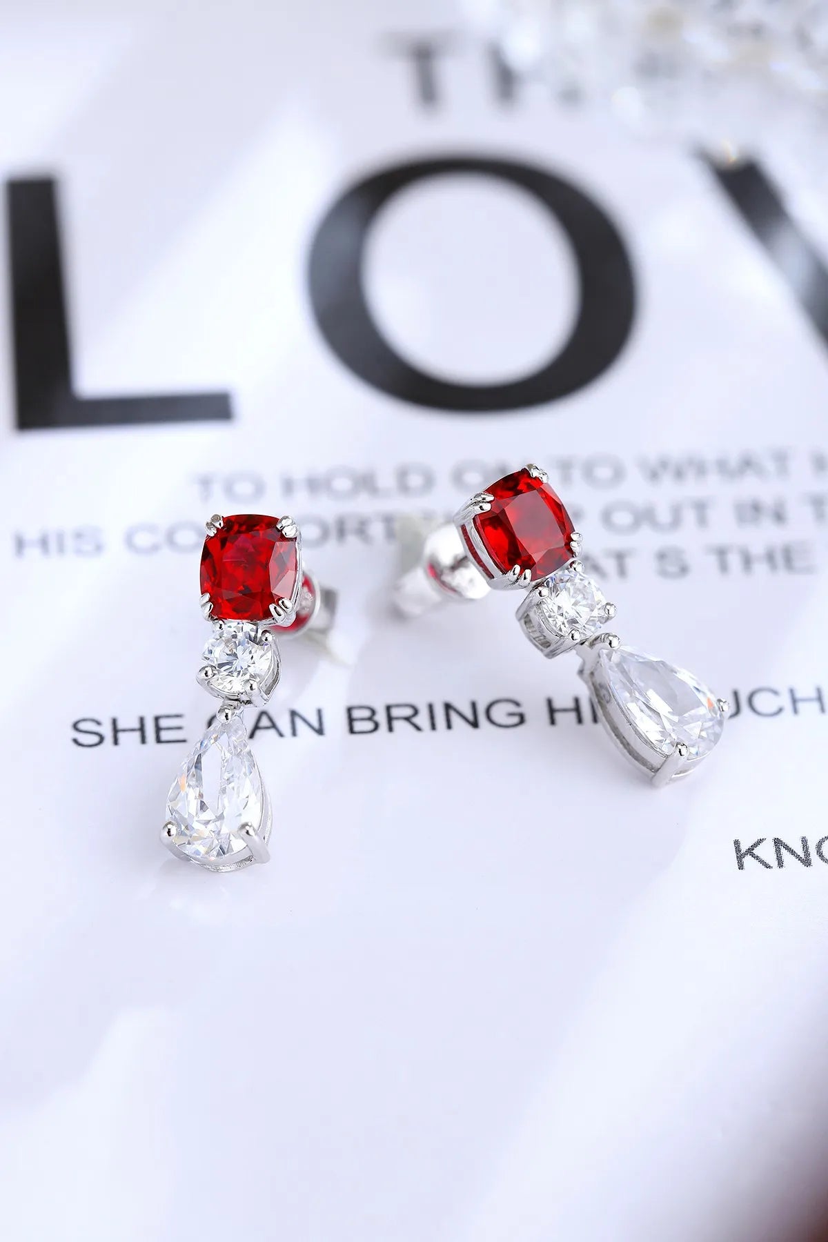 Gemfiori Anster High Quality S925 Lab Grown Ruby Earring Stud Dainty Gemstone Stud Earrings for Women Daily Wear Gift