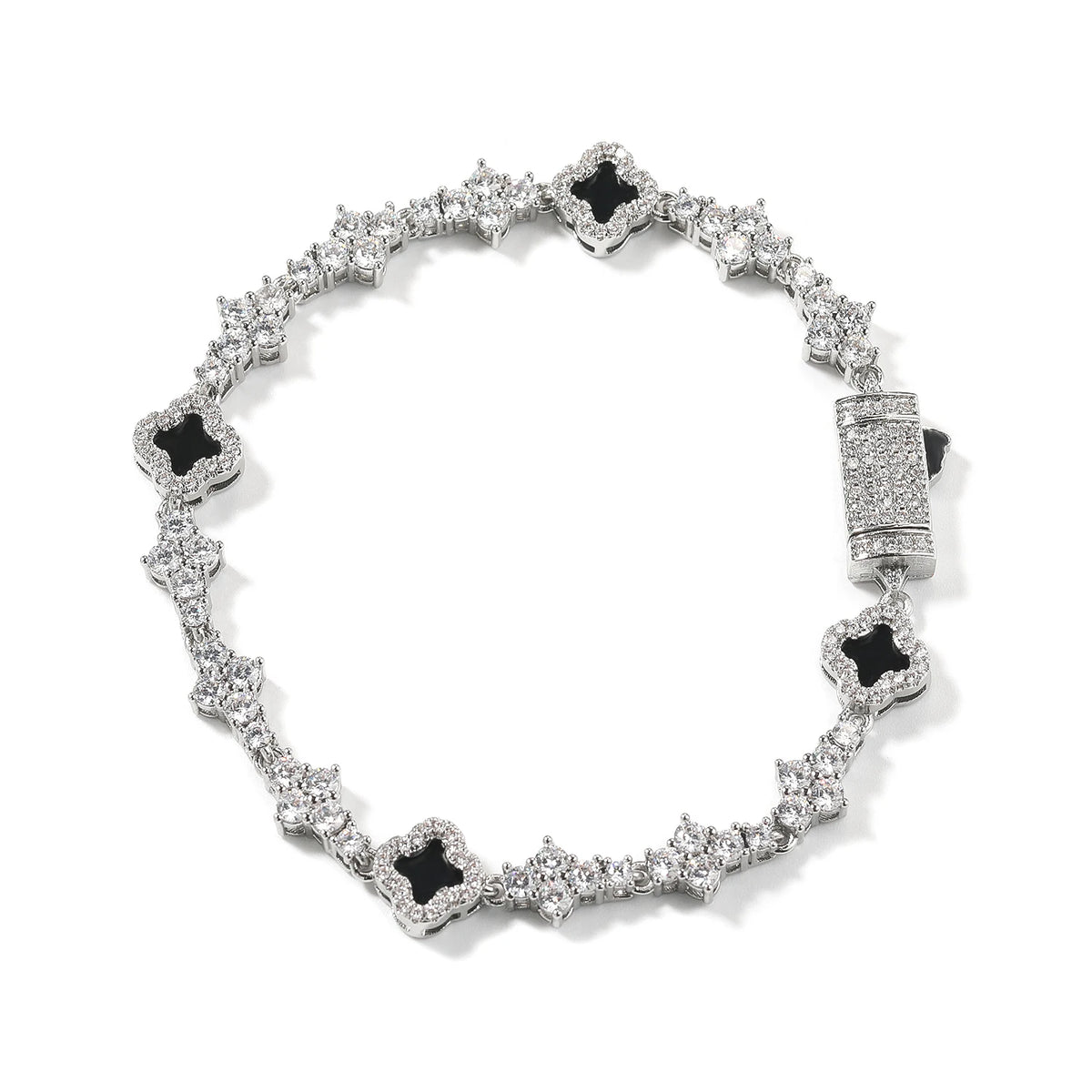 New Arrival Jewelry Iced Out Cross Chain Bracelet Four Leaf Clover Shell Pearl Bracelets for Anniversary Gift Party Jewelry