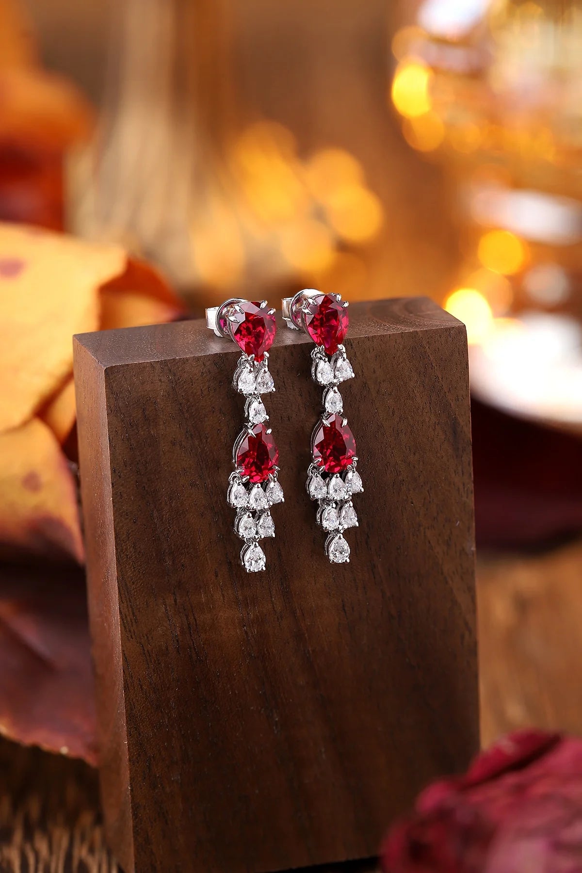 Gemfiori Anster High Quality S925 Lab Grown Ruby Earring Stud Dainty Gemstone Stud Earrings for Women Daily Wear Gift