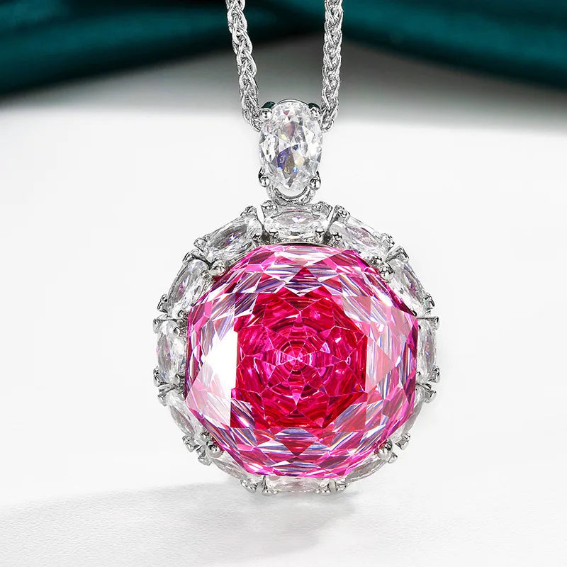 Gemfiori Light Luxury New Style Jewelry Gold Plated Madam Rose Light Luxury Pendant Necklace Ring Set 18-16m Wedding Jewelry