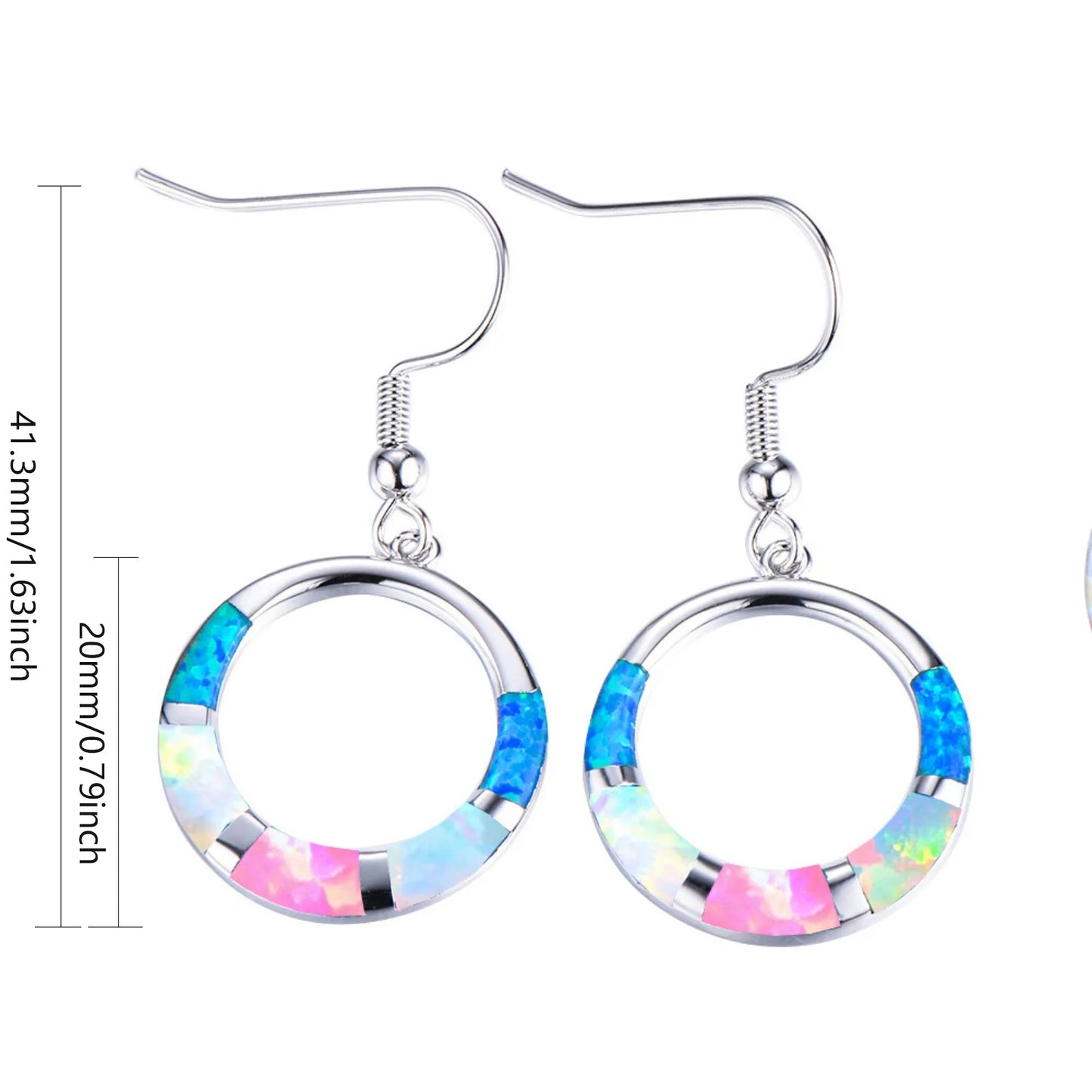 Tropical Ocean Round Opal Earrings  Beachy Cute Style TikTok   Viral Jewelry for Girls