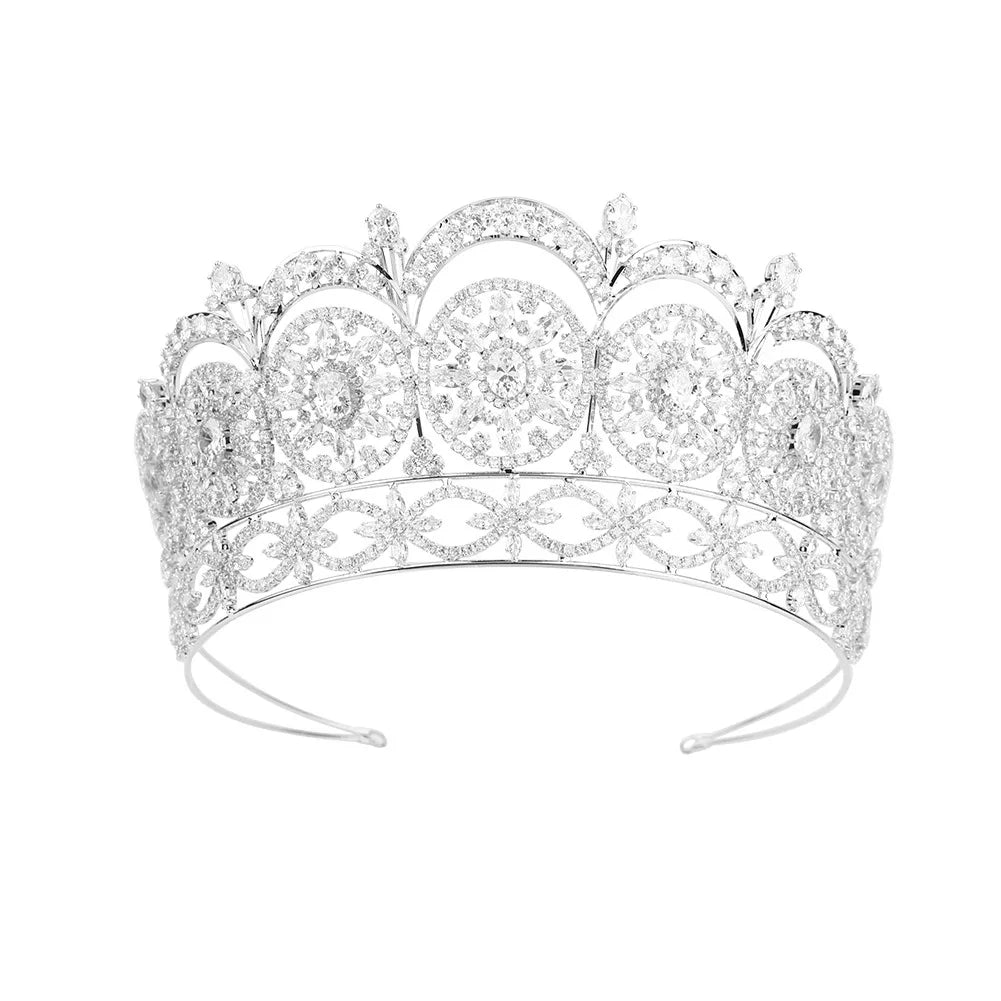 ROMANTIC Big Luxury Pageant Wedding Hair Accessories Crown Miss Universe Diamond Zircon Tiara
