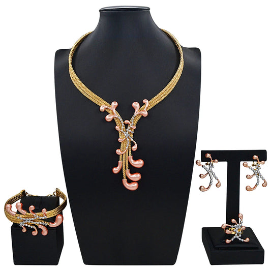 Zhuerrui Italiano Gold Designs Women Jewellery Set Party Fine Costume Jewelry Set Luxury Big Necklace Jewellery Sets X0008230