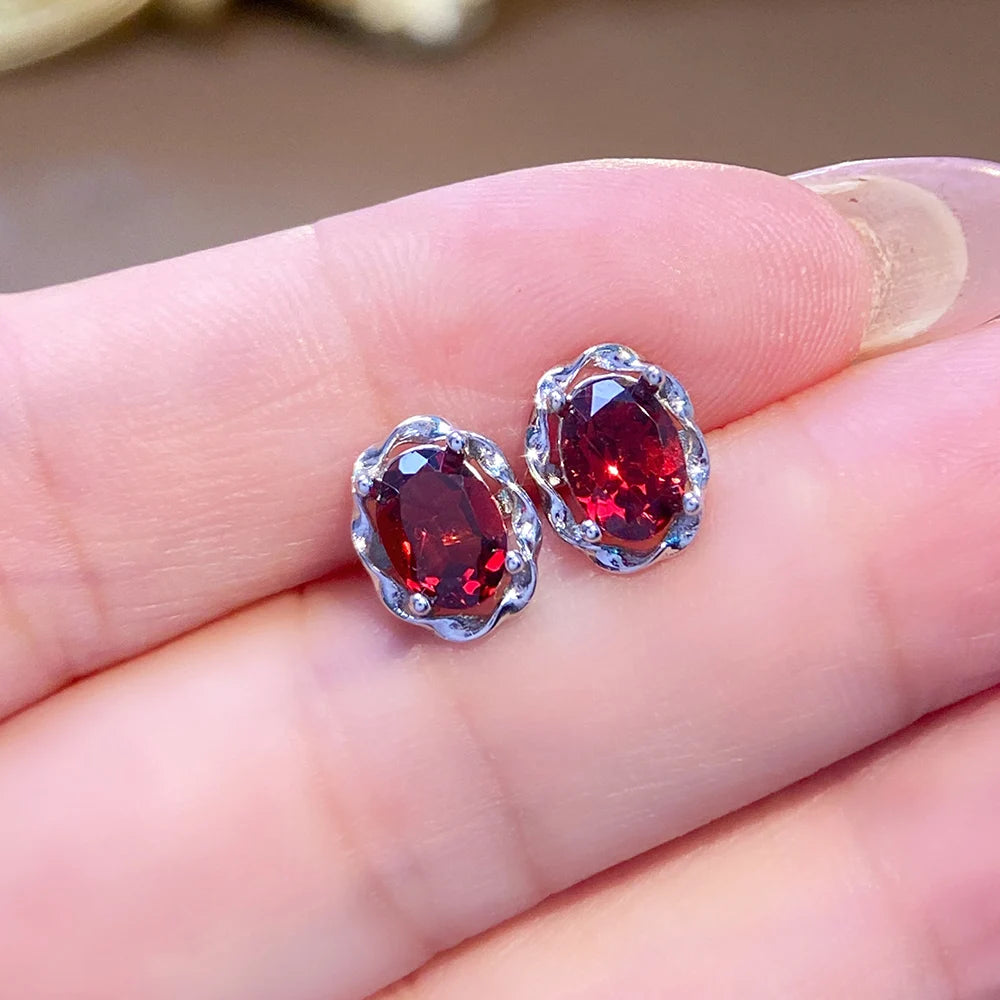 Gioiellieri Genuine Natural Garnet Amethyst Citrine Peridot Topaz Earrings Rhodium Plated 925 Sterling Silver