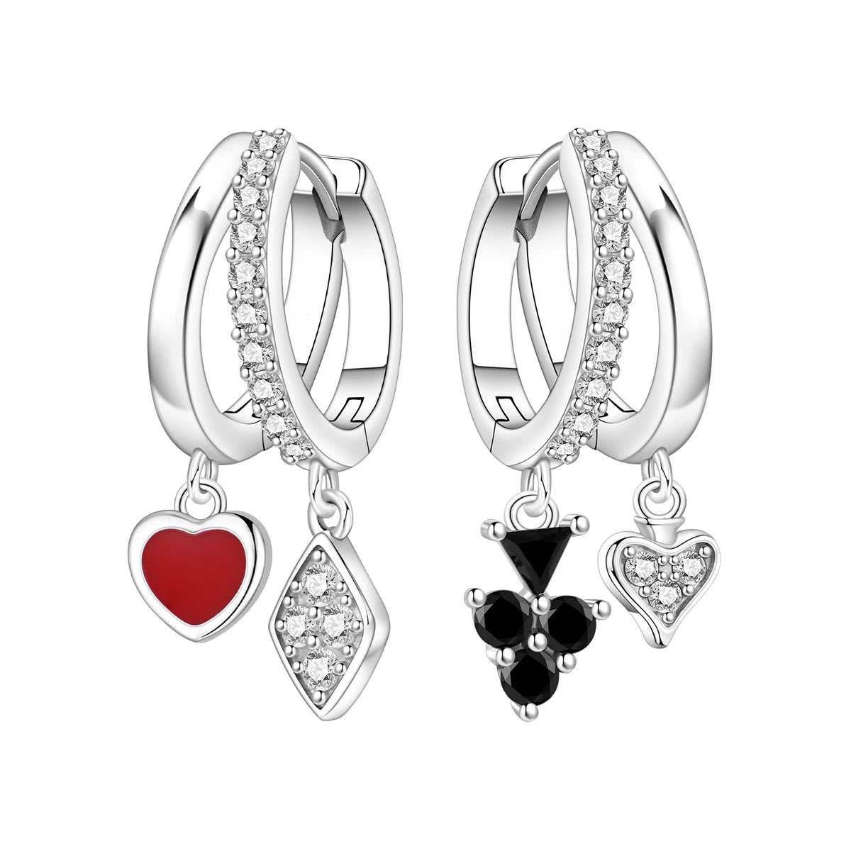 S&S Silver Plated Zircon Heart Drop Earrings | 9 Colours