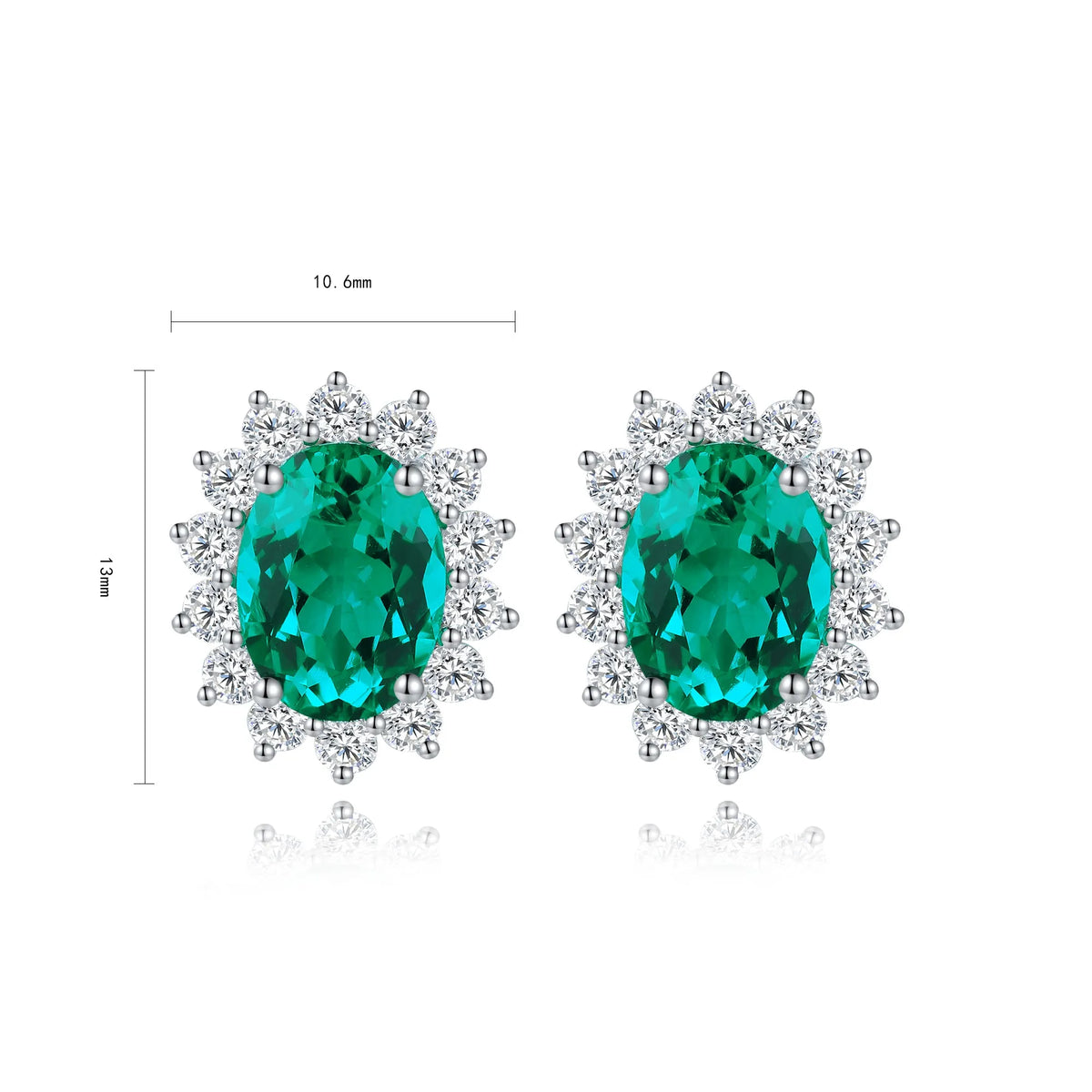 Gemfiori Anster High Quality Lab Grown Emerald S925 Silver Earring Stud Dainty Gemstone Stud Earrings for Women Daily Wear Gift
