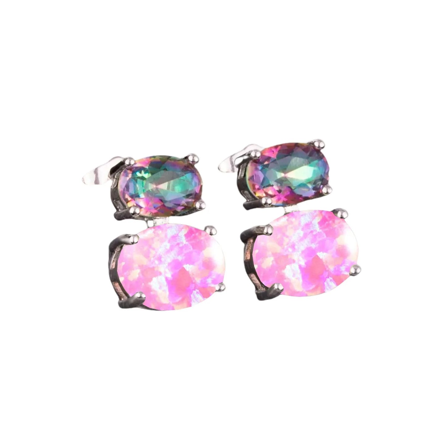 Hawaiian Vacation Vibes Oval Opal Hoop Studs TikTok Top Seller