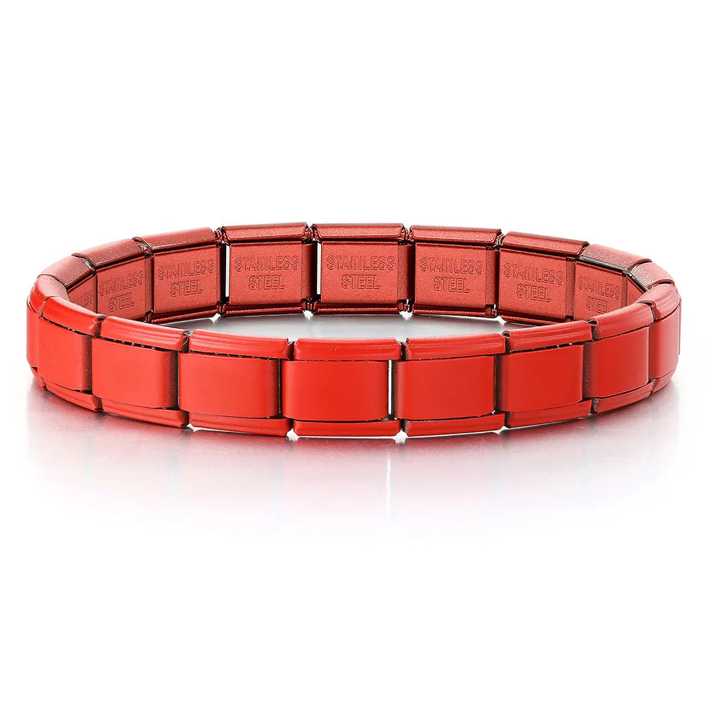 REBEL FASHIONISTA LAMOON Simple Colorful Width 9mm Elastic Link Chain Stainless Steel Bangle on Hand Jewelry DIY Making Italian Charm Bracelet