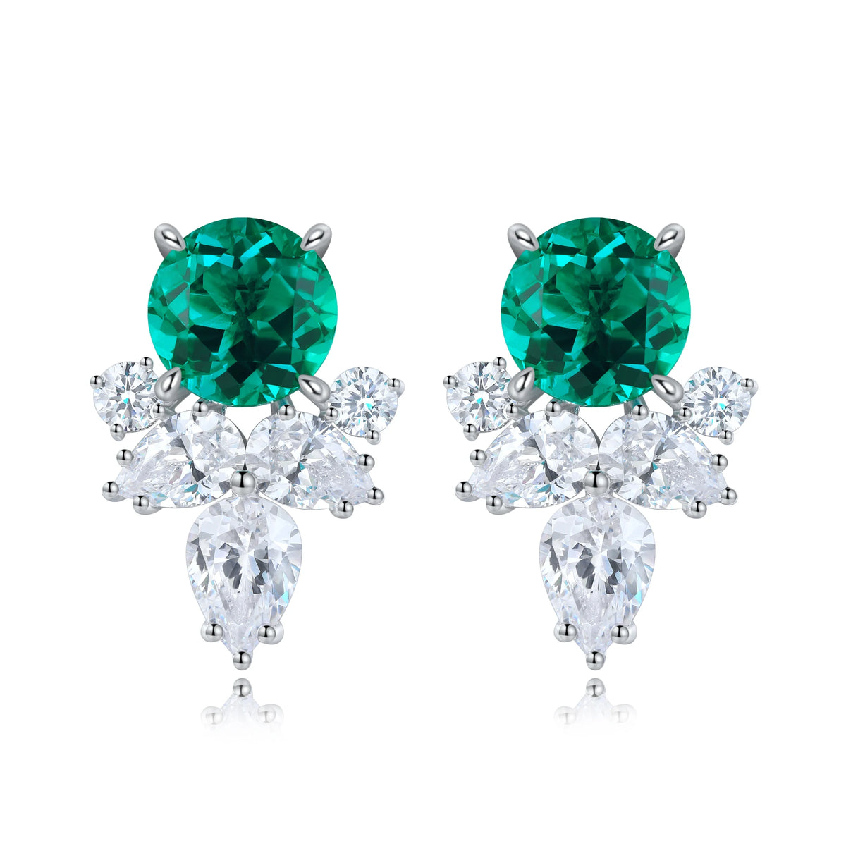 Gemfiori China Factory New Design Gemstone Cultivated Emerald Earrings