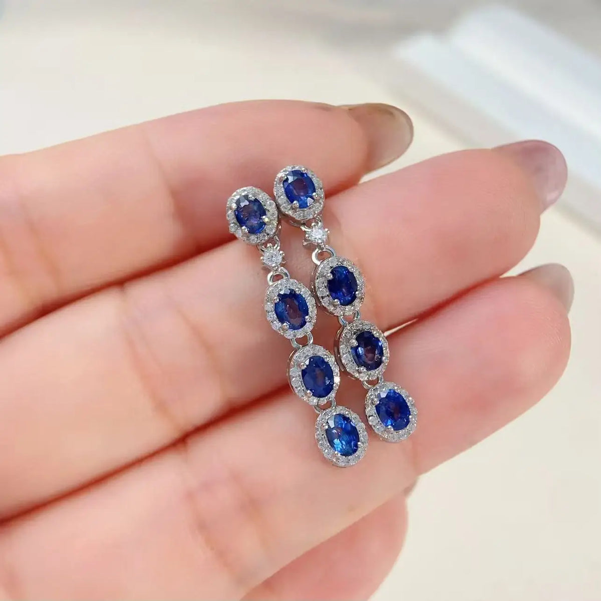 Gioiellieri Natural Sapphire Earrings with S925 Sterling Silver for Women Elegant Blue Gemstone Jewelry September Birthstone Healing Gift