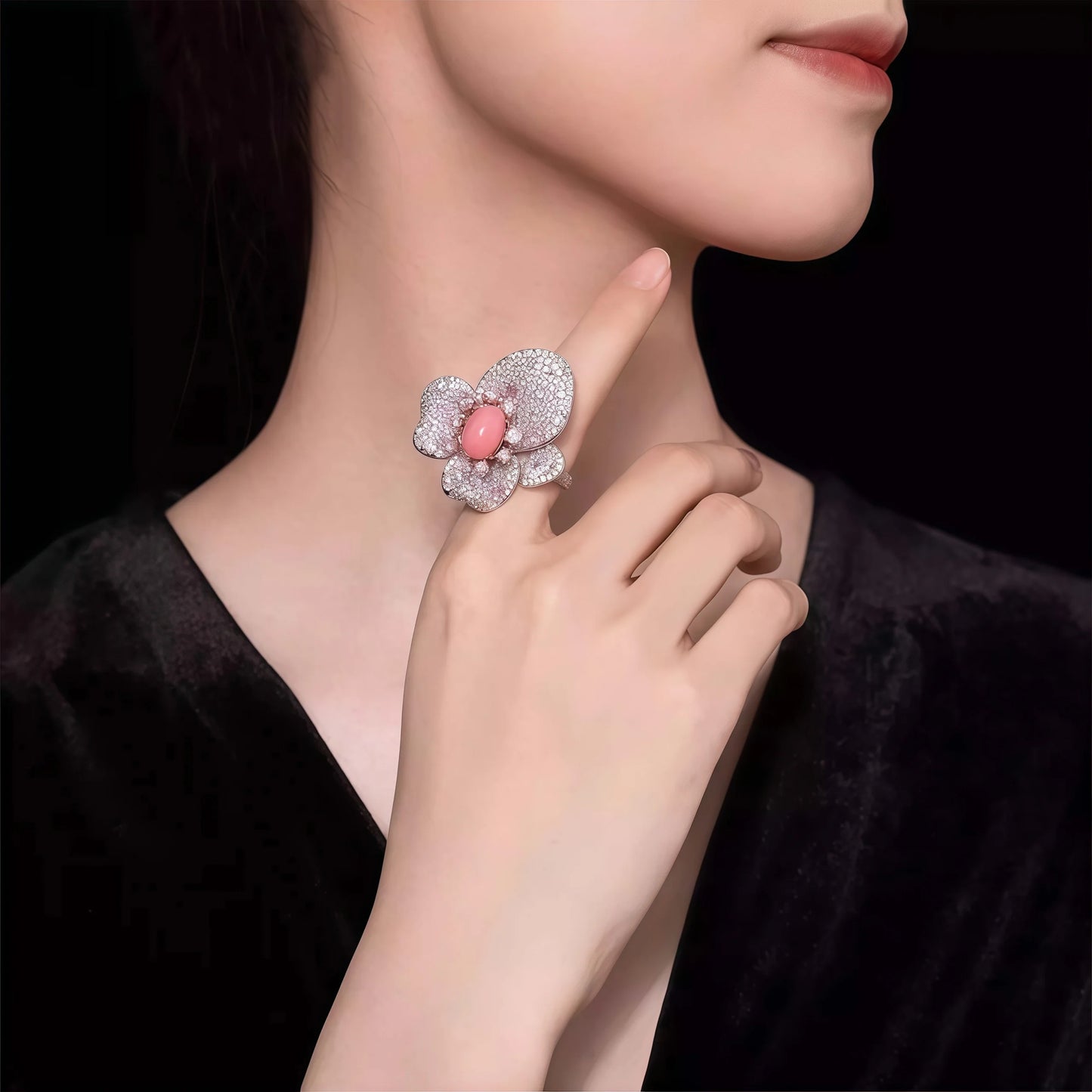 MUSHAN Jewelry Factory Luxury Designer 925 Sterling Silver Ring Women High Carbon Diamond Flower Pink Gemstones Rings Jewelry