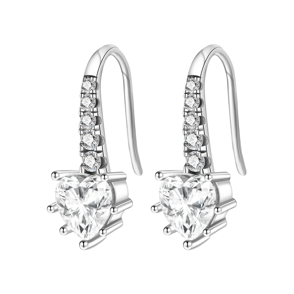 REDheart Fashion Love Heart Copper Silver Plated Drop Earrings Colorful Heart Shape Zircon Hoop Earrings Fine Jewelry for Women